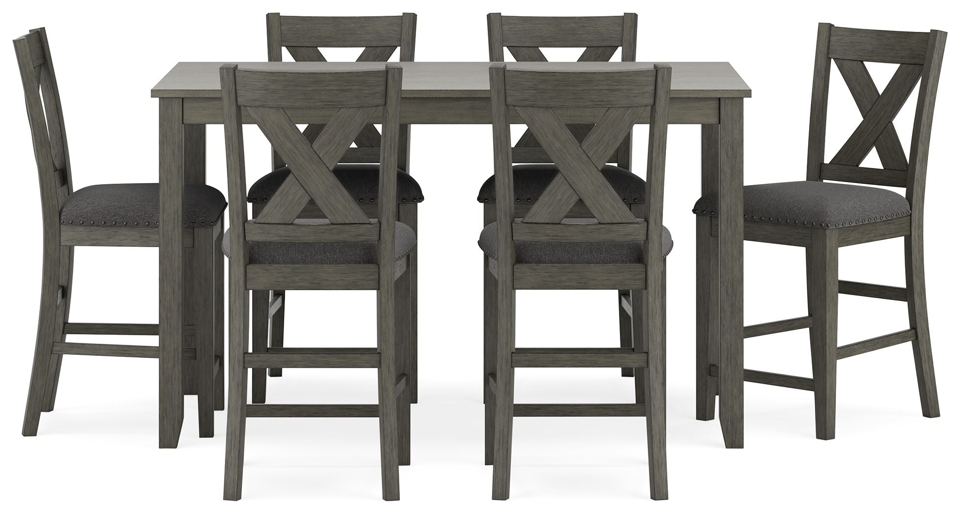 Signature Design by Ashley® Caitbrook - Gray - Rect Drm Counter Table Set (Set of 7) | Meri Furniture