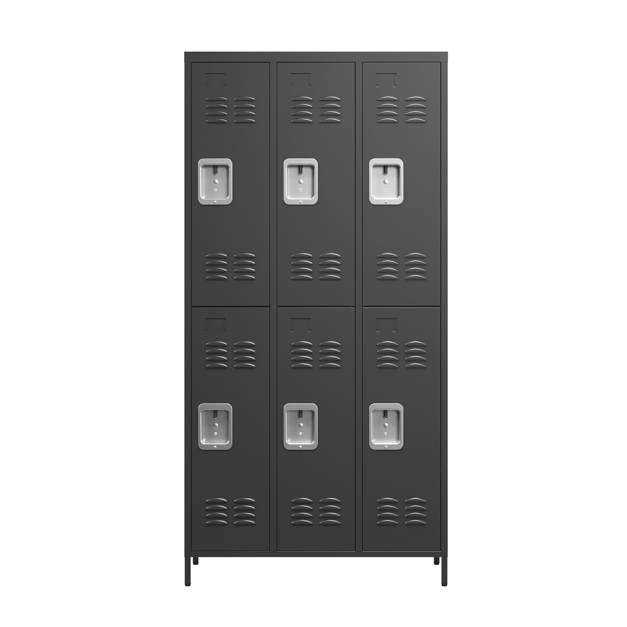 6 Door Lockers With Lock For Secure Storage - Black