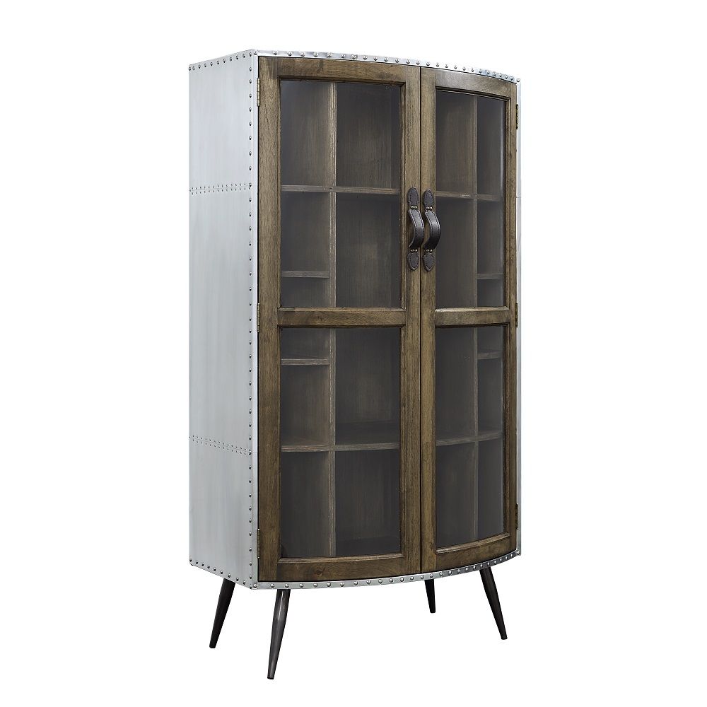 ACME Brancaster - Cabinet - Oak & Aluminum | Meri Furniture