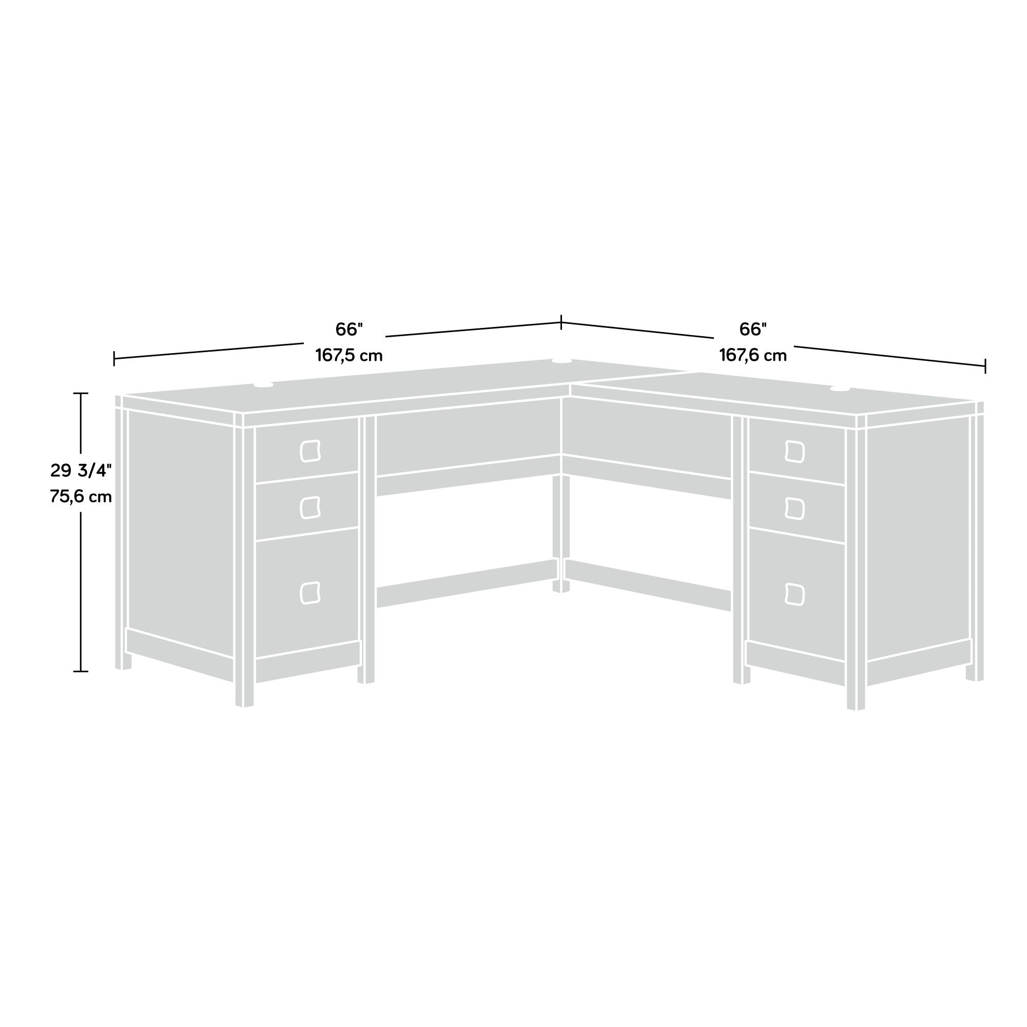 L-Shaped Desk with 6 Storage Drawers