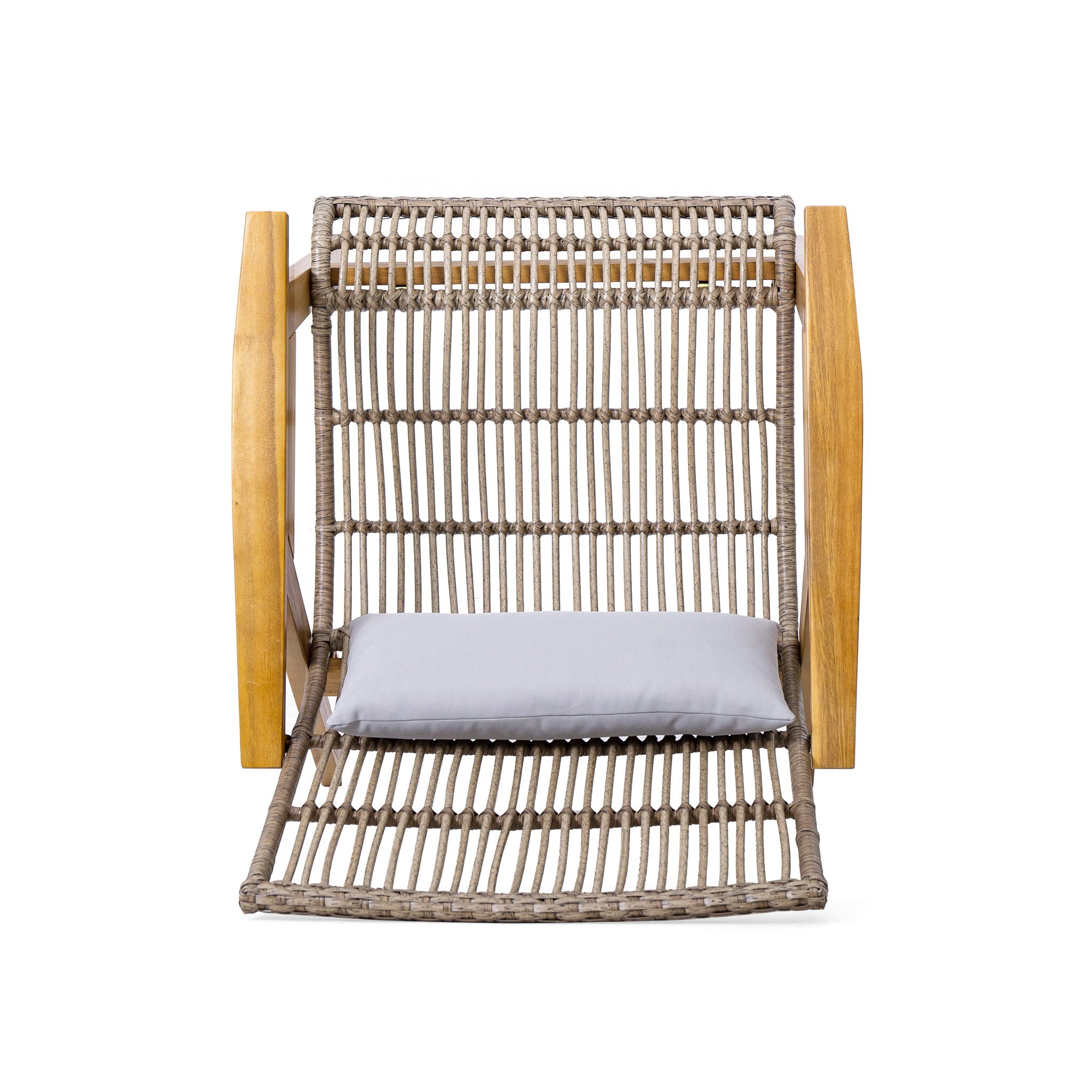 Acacia Wood Cape Woven Wicker Large Lounge Chair With Pillow For Patio, Deck, Yard, Lawn And Garden Seating Wicker (Set of 2) - Teak