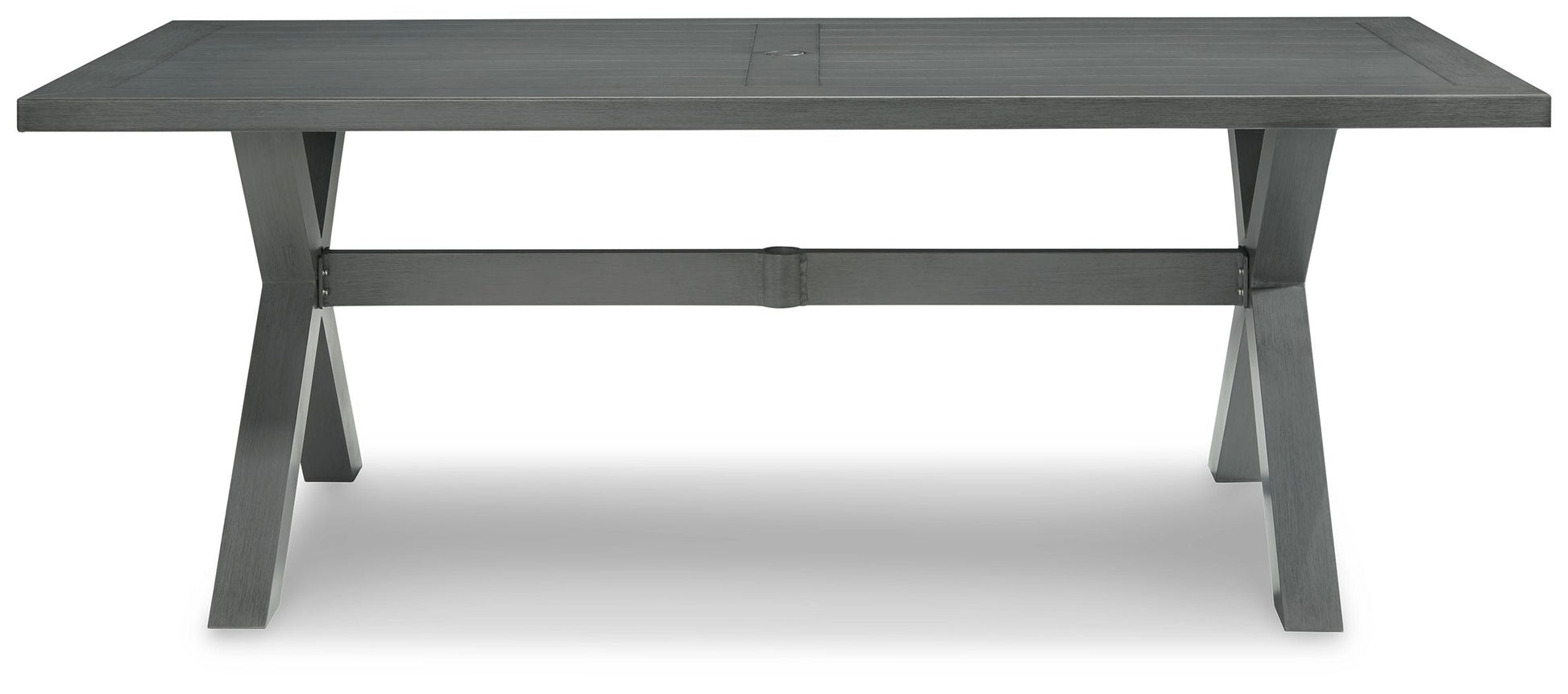 Signature Design by Ashley® Elite Park - Gray - Rect Dining Table W/Umb Opt | Meri Furniture