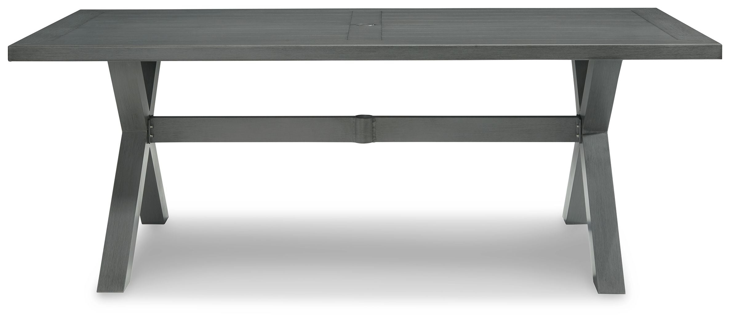 Signature Design by Ashley® Elite Park - Gray - Rect Dining Table W/Umb Opt | Meri Furniture