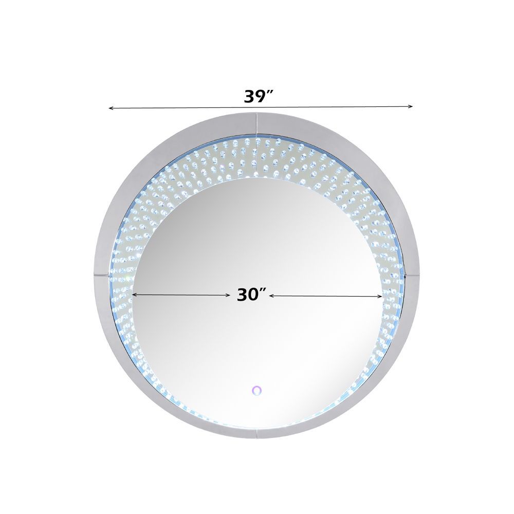 Nysa - 39" Accent Mirror With LED - Mirrored & Faux Crystals