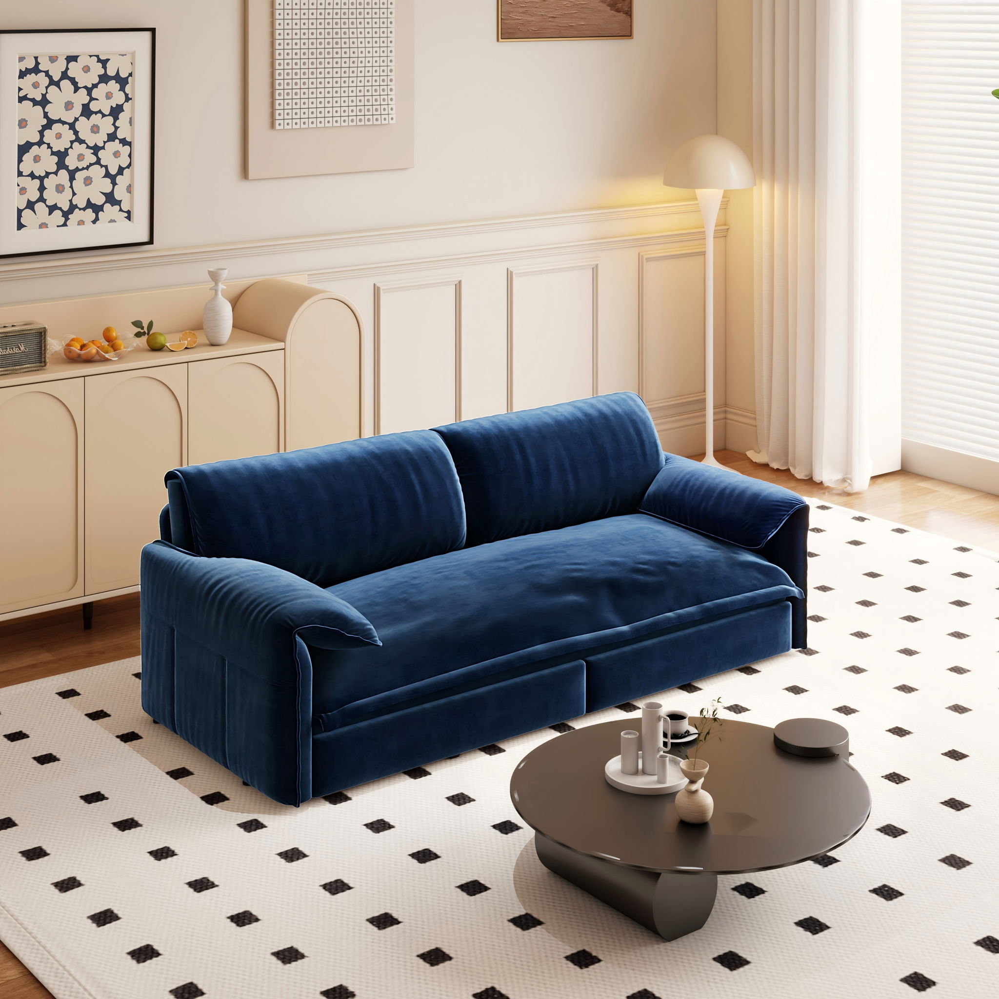 Queen Pull Out Sofa Bed With Side Storage