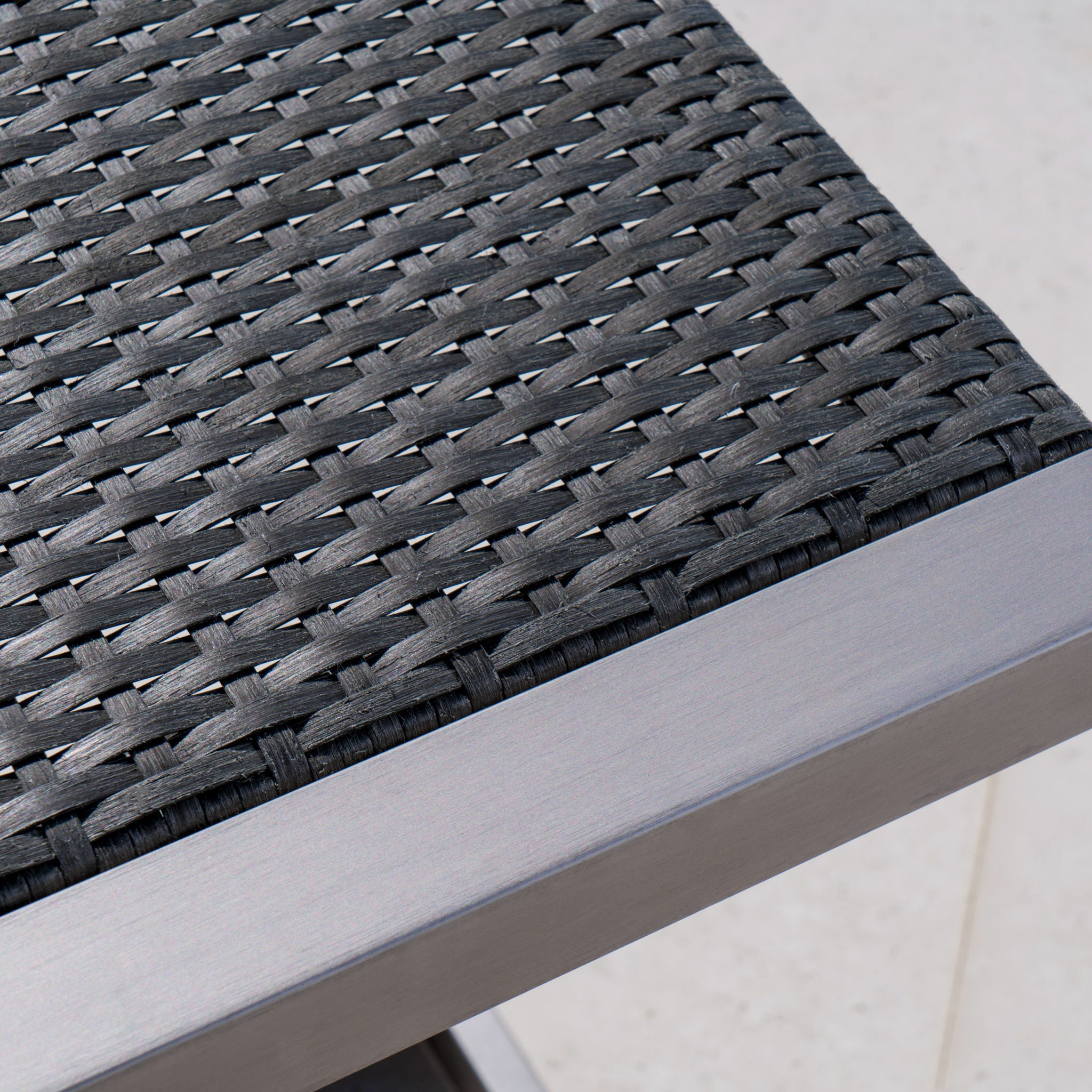 Cape - Coral Wicker C Shaped Table Modern DesignRattan And Aluminum Frame - Brown