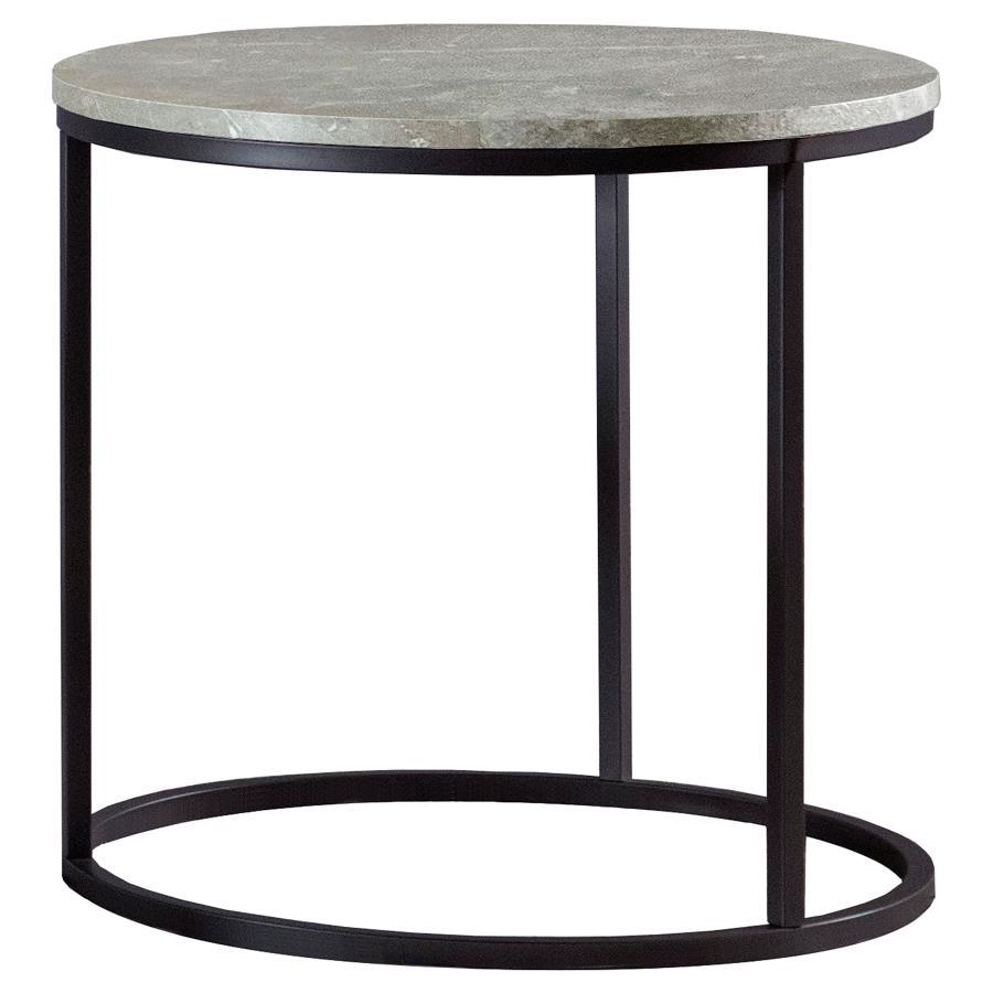 Coaster Fine Furniture Lainey - Round Faux Marble Side End Table - Gray | Meri Furniture