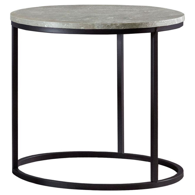 Coaster Fine Furniture Lainey - Round Faux Marble Side End Table - Gray | Meri Furniture
