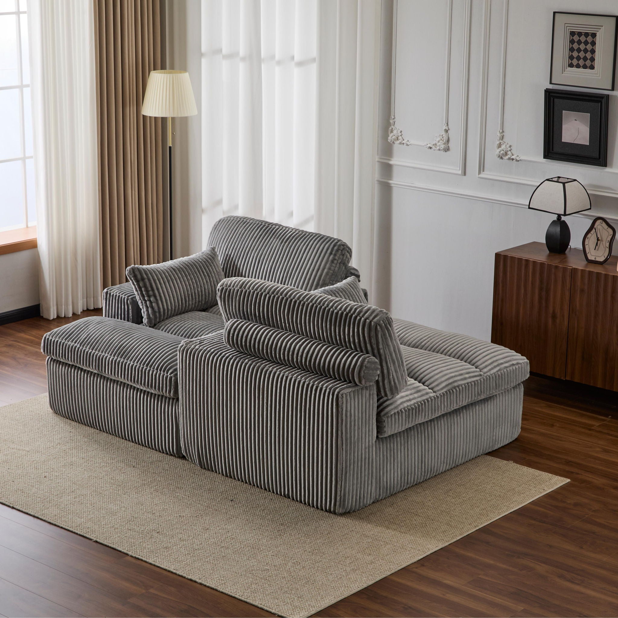 Double Chaise Lounge Chair, Oversized Upholstered Sleeper Cloud Couch
