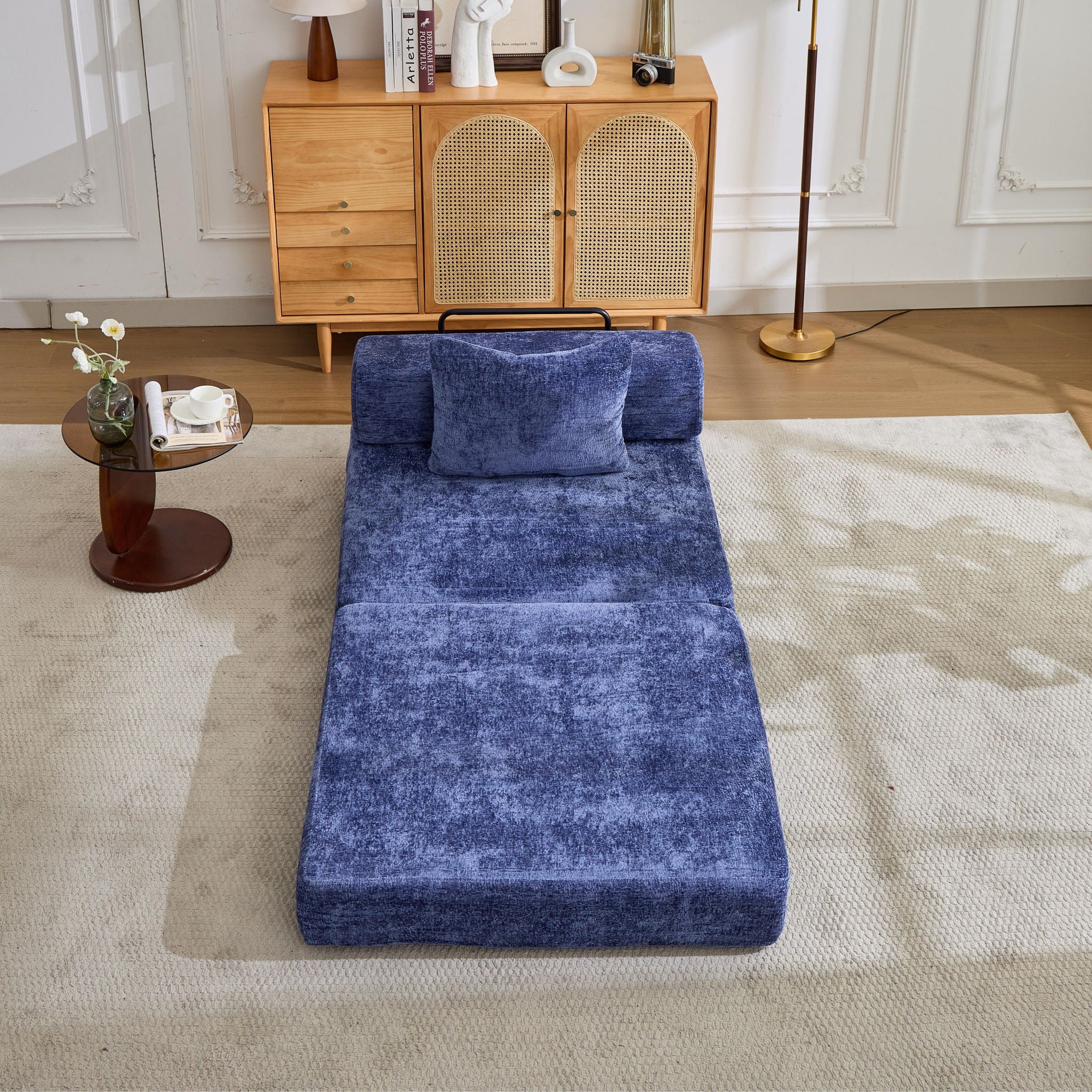 Convertible Floor Sofa Bed With Fixed Shape Frame For Living Room