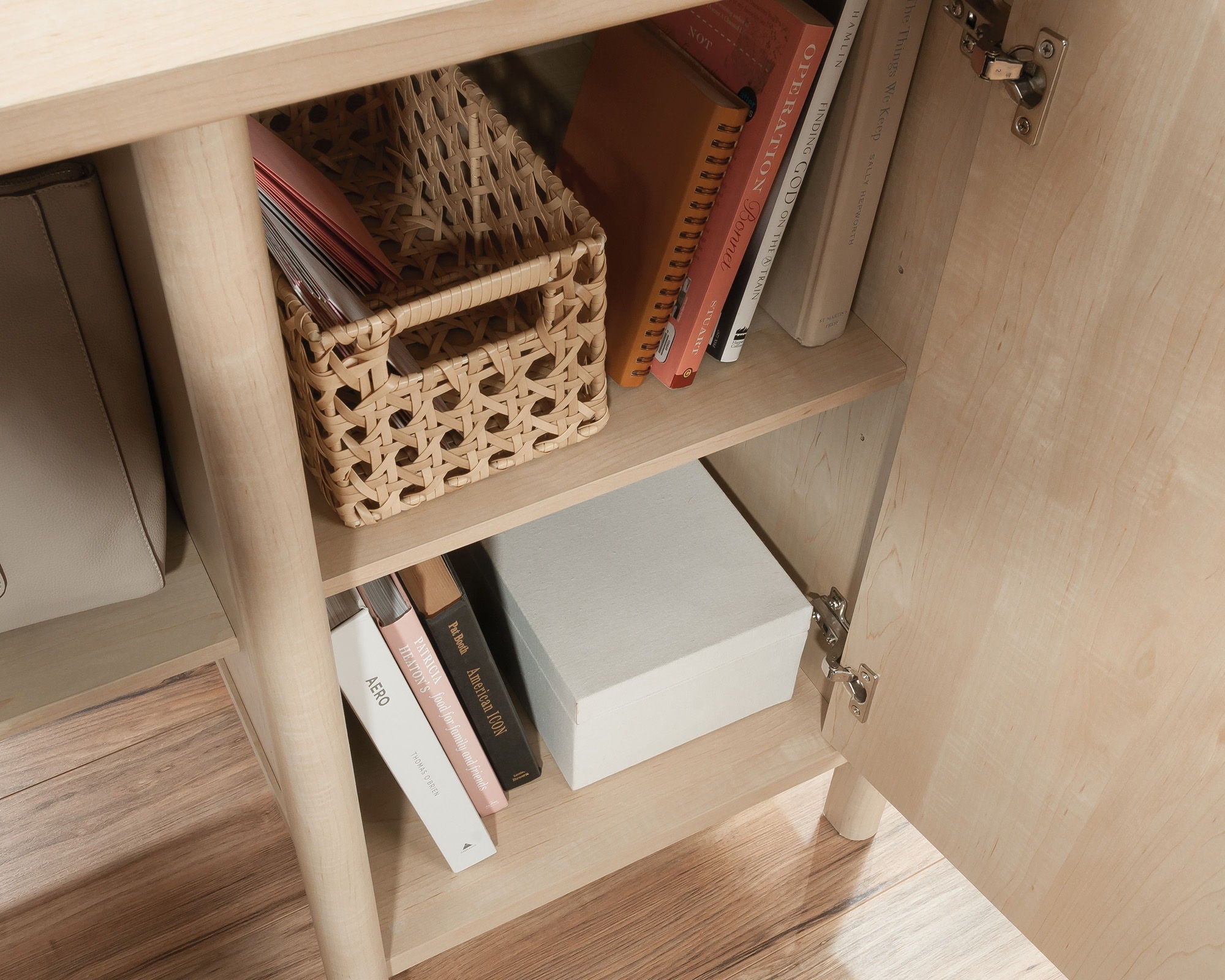 L-Shaped Home Office Desk in Natural Maple