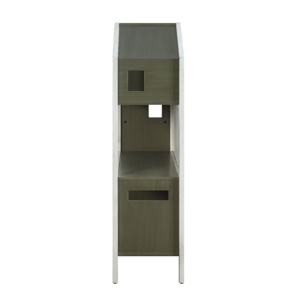 ACME Doll - Cottage Bookshelf - Weathered White & Washed Gray - 50" | Meri Furniture