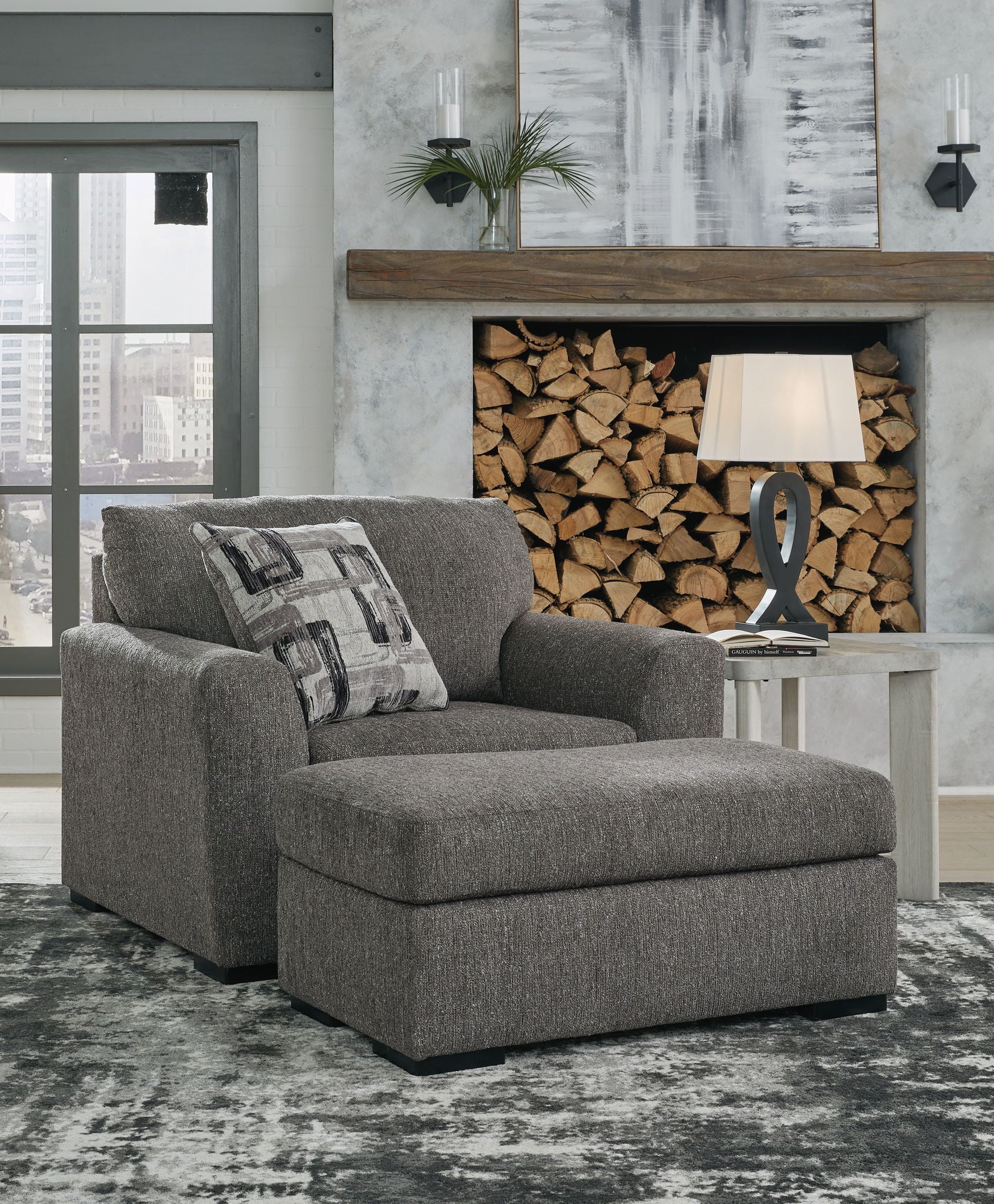 Gardiner - 2 Pc. - Chair And A Half, Ottoman - Pewter
