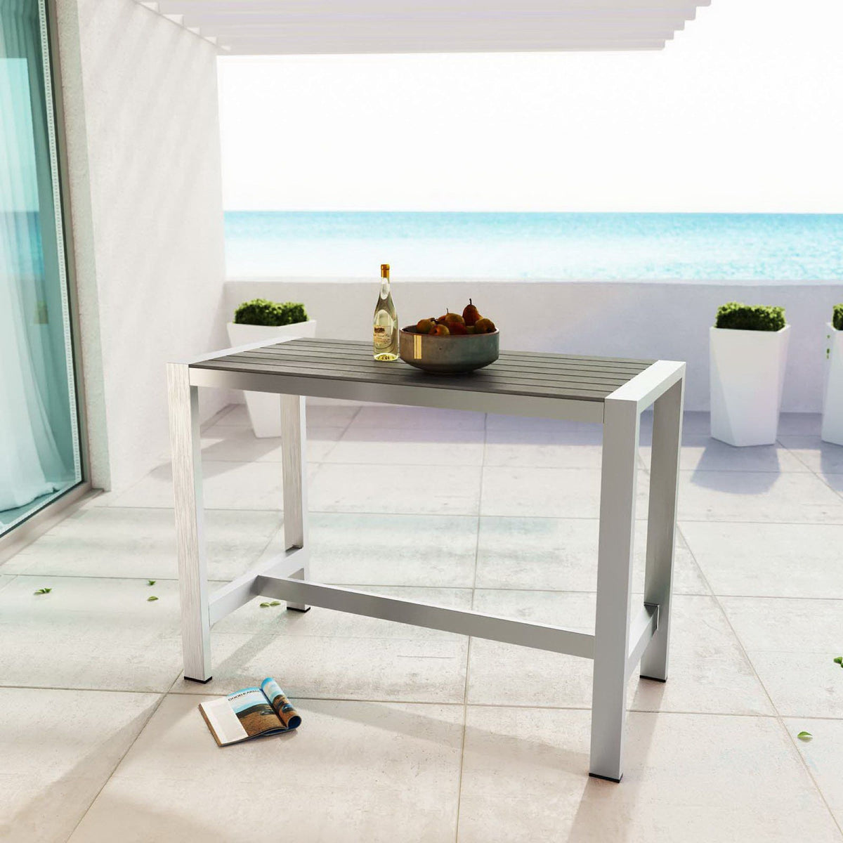 Shore Outdoor Patio Aluminum Rectangle Bar Table by Modway