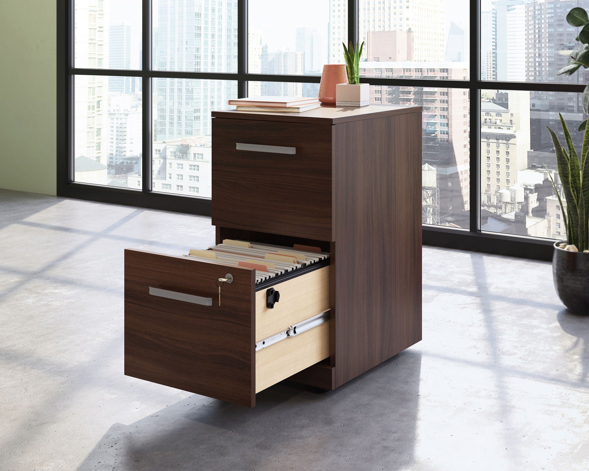 2-Drawer Mobile File Cabinet in Noble Elm