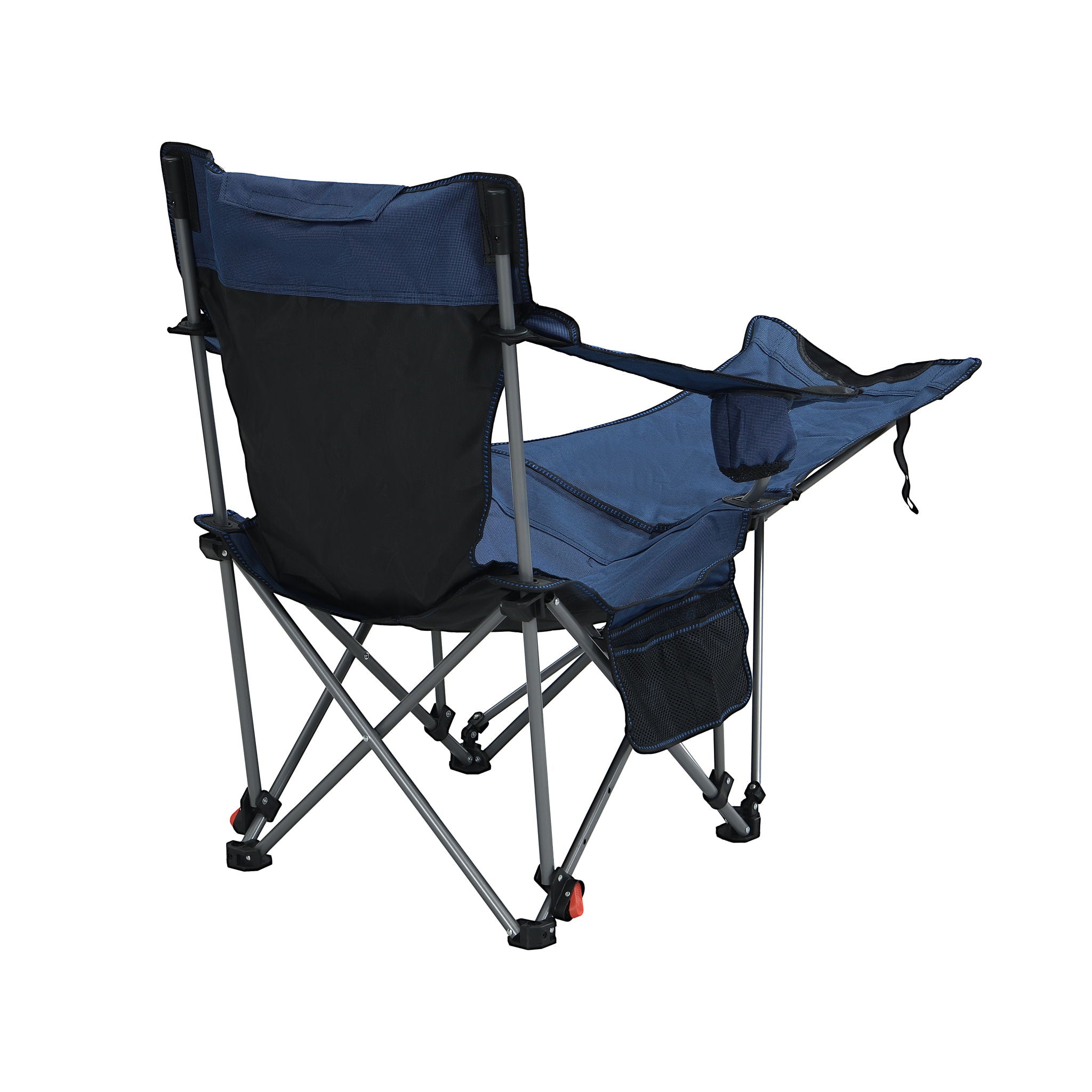 Outdoor Camping Chairs Folding Portable Adjustable Reclining Chair With Side Pockets & Cup Holder - Dark Blue