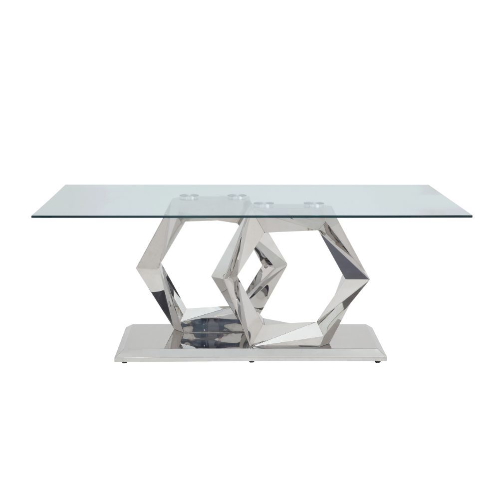 Gianna - Dining Table - Clear Glass Top & Stainless Steel