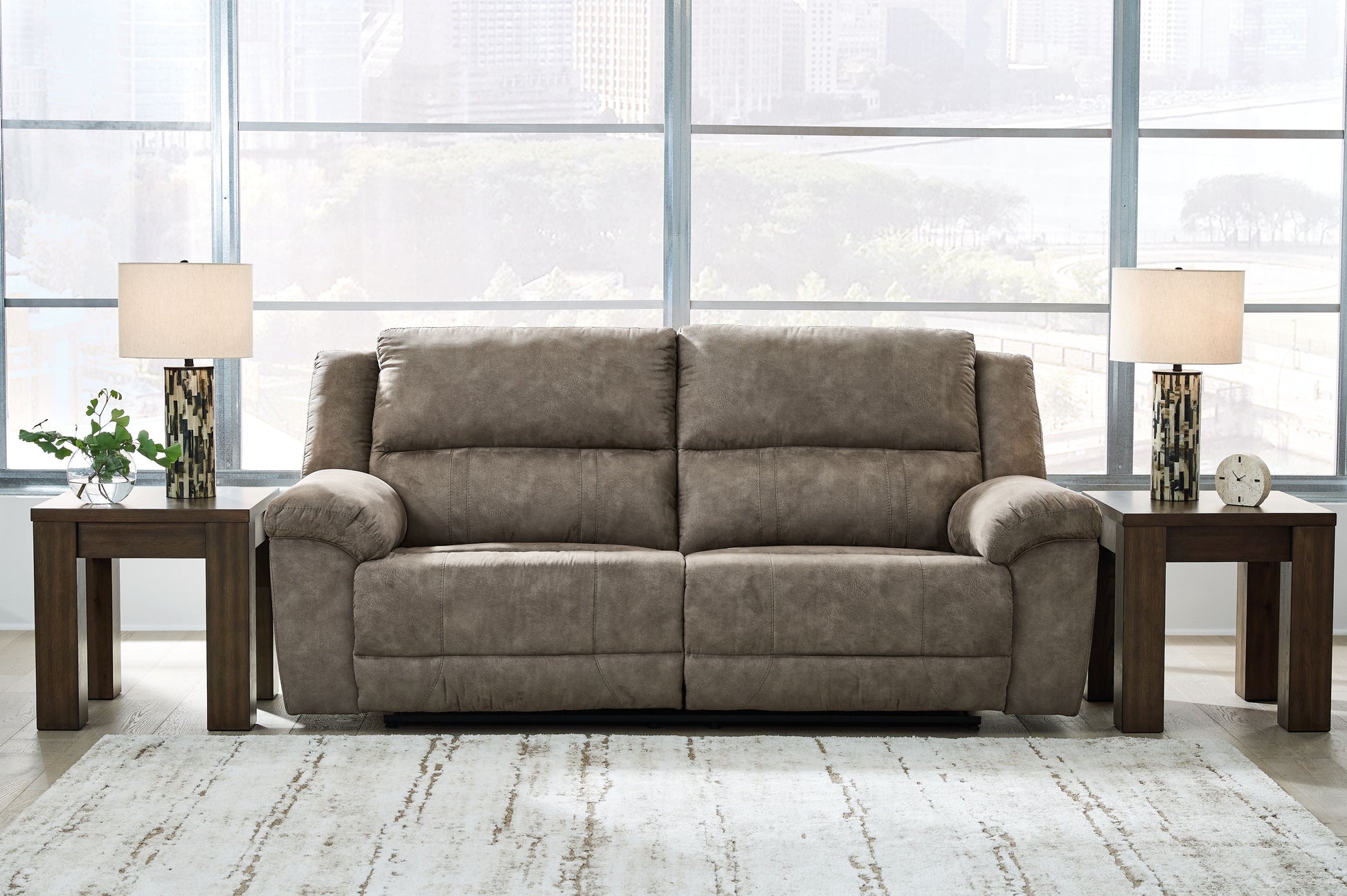 Signature Design by Ashley® Laresview - Fossil - 2 Seat Reclining Sofa | Meri Furniture