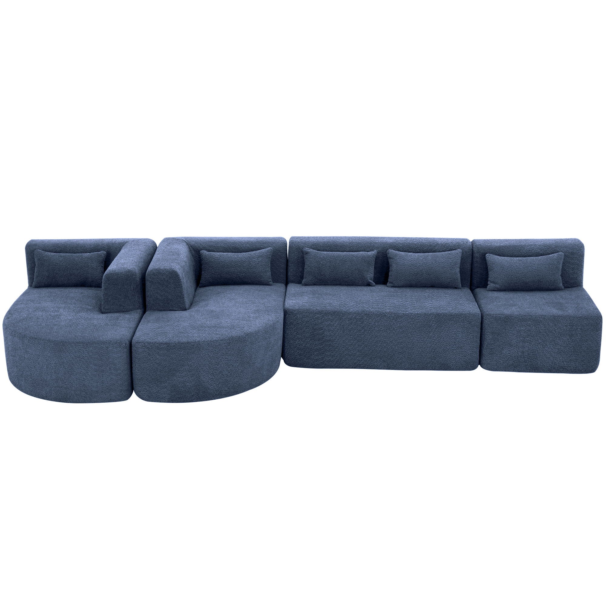 Upholstered Sofa Free Combined Sofa Couch With 2 Chaise Lounge And Five Back Pillows For Living Room