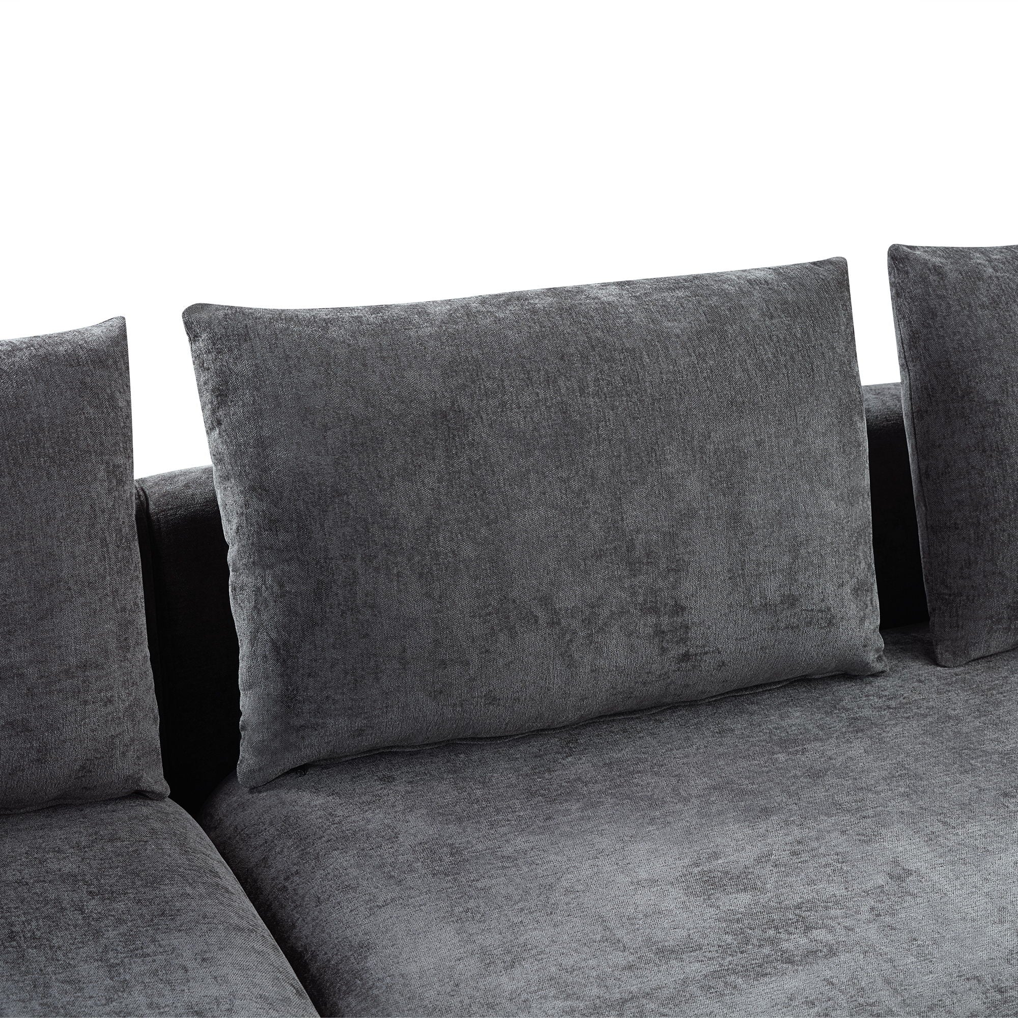 Modern L Shaped Sectional Sofa With Chenille Upholstery And Wooden Storage