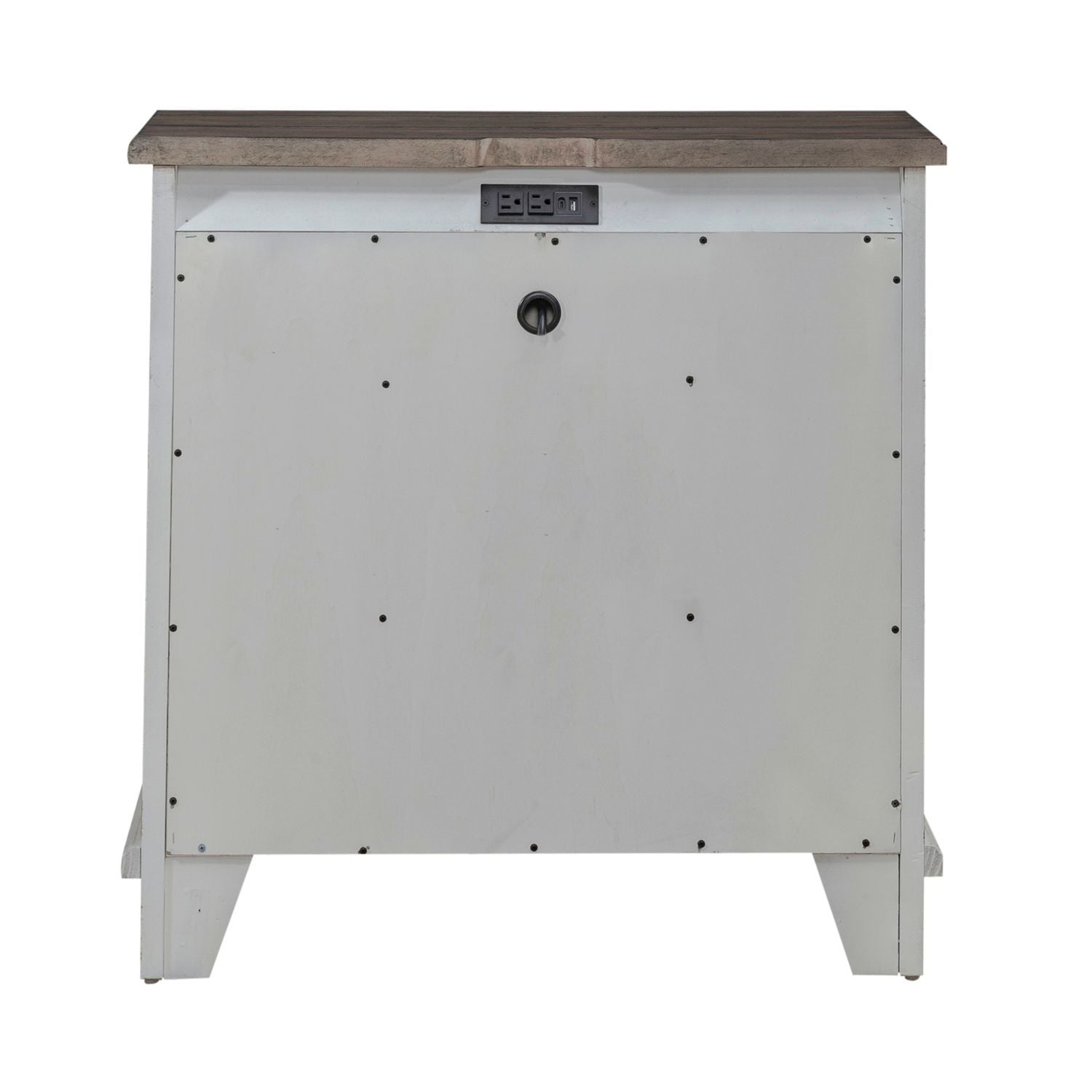 River Place - Bedside Chest With Charging Station - Riverstone White & Tobacco