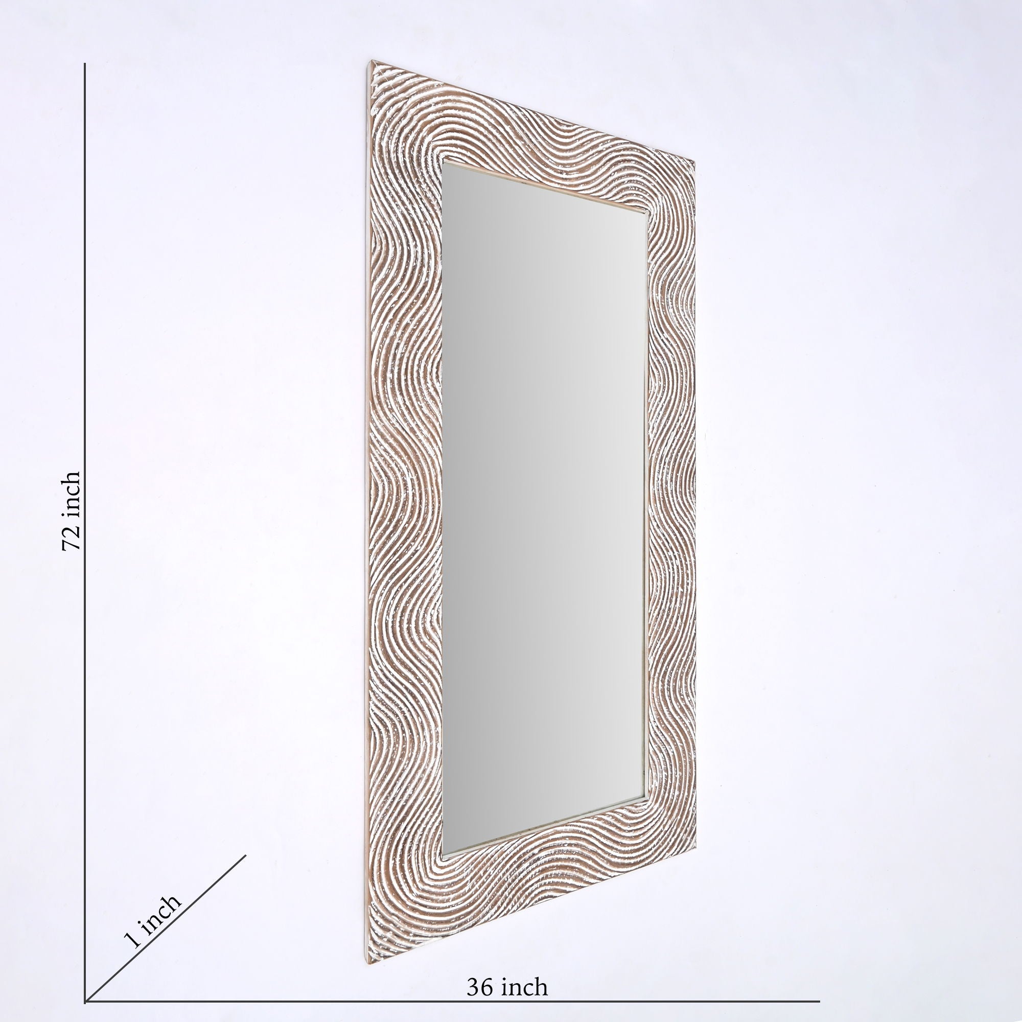 Handcarved Rectangle Mirror Accent With 3mm Glass - Antique White