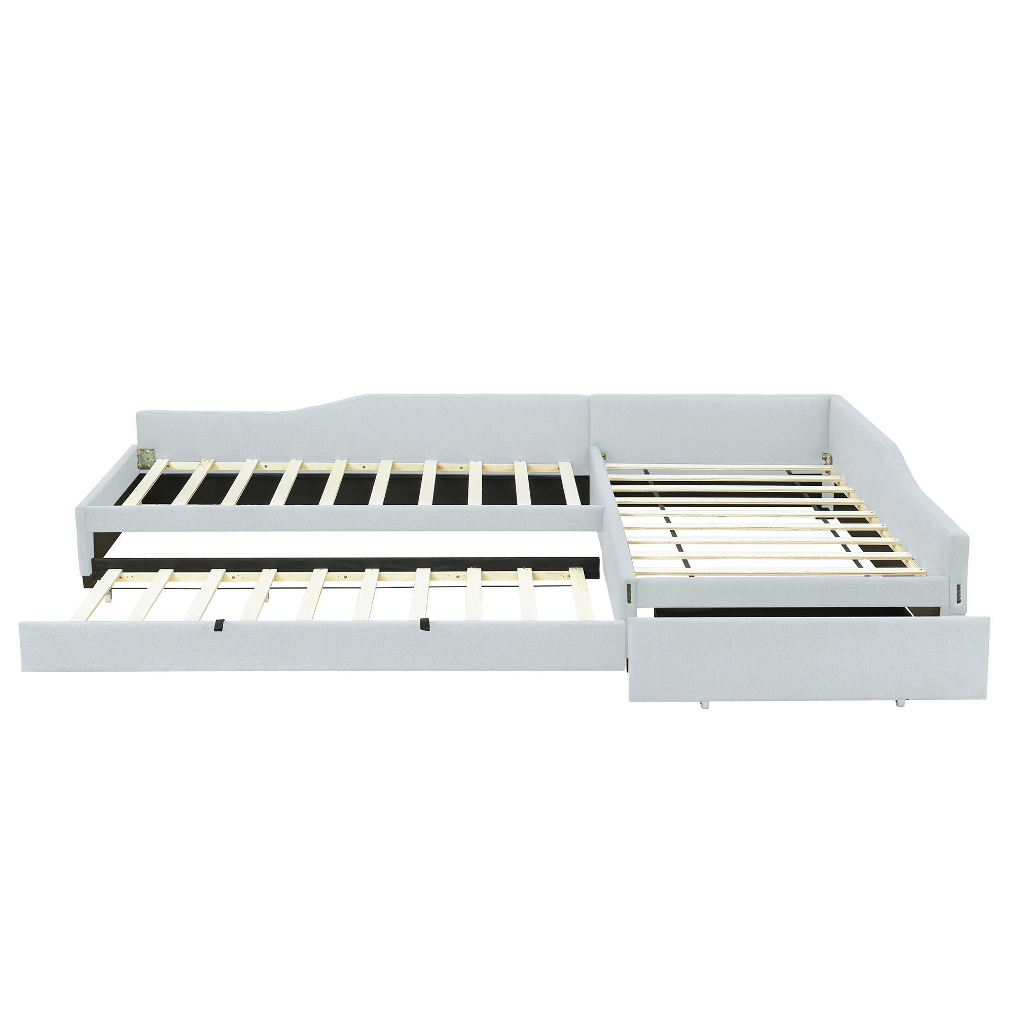 Upholstered Double Daybed With Trundle And Drawer