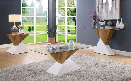 Furniture of America Bima - End Table - White / Natural Tone | Meri Furniture