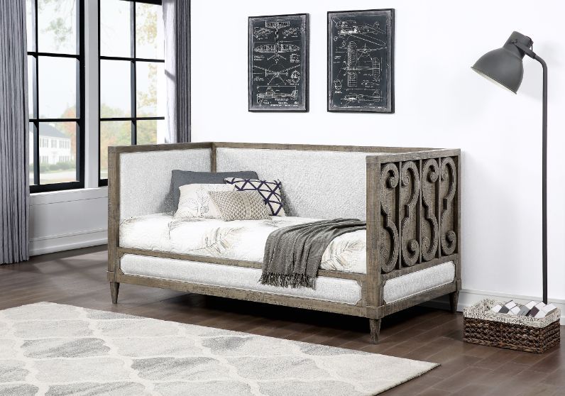 ACME Artesia - Daybed - Tan Fabric & Salvaged Natural Finish | Meri Furniture