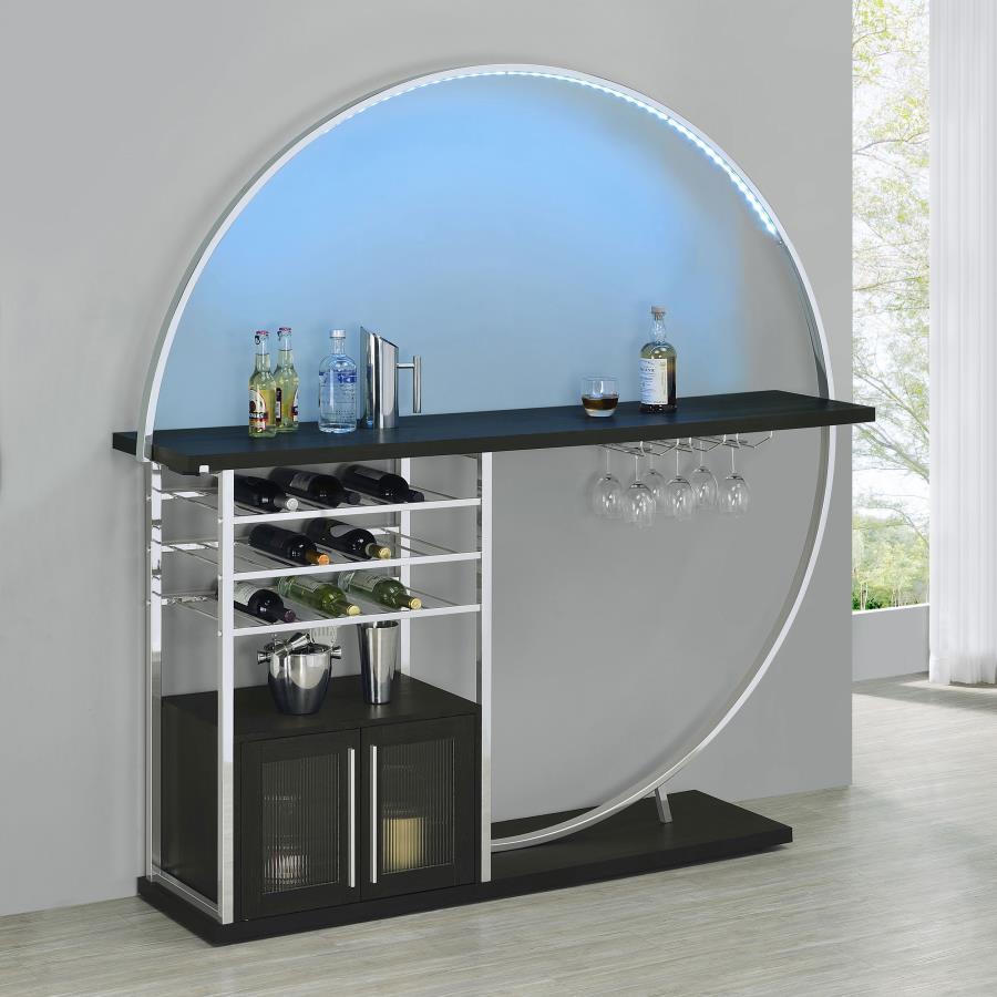 Coaster Fine Furniture Risley - 2-Door Circular LED Home Bar With Wine Storage | Meri Furniture