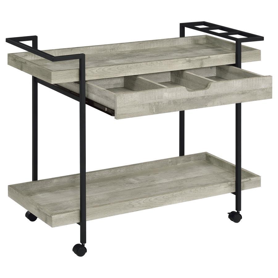 Coaster Fine Furniture Ventura - 1-Drawer Engineered Wood Bar Cart - Gray Driftwood | Meri Furniture
