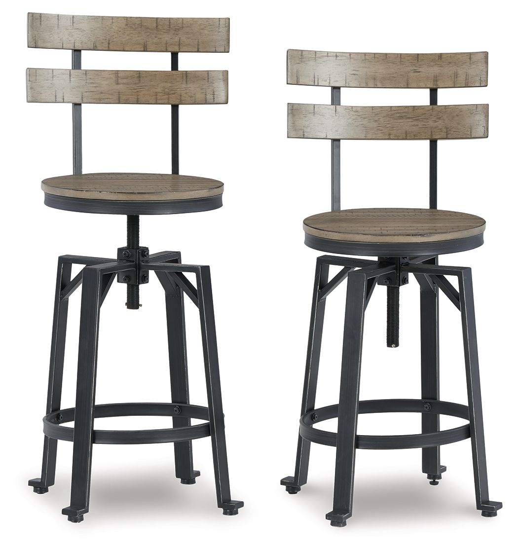 Signature Design by Ashley® Lesterton - Light Brown / Black - Swivel Barstool (Set of 2) | Meri Furniture