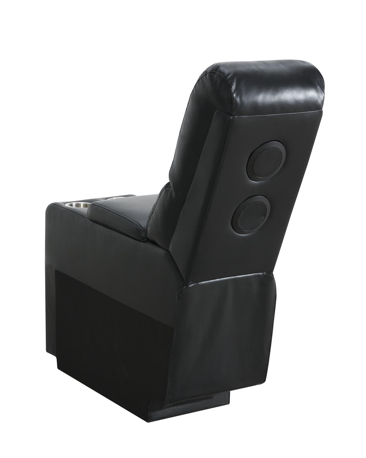 U126 - LED Reclining Loveseat With Bluetooth Speaker - Black