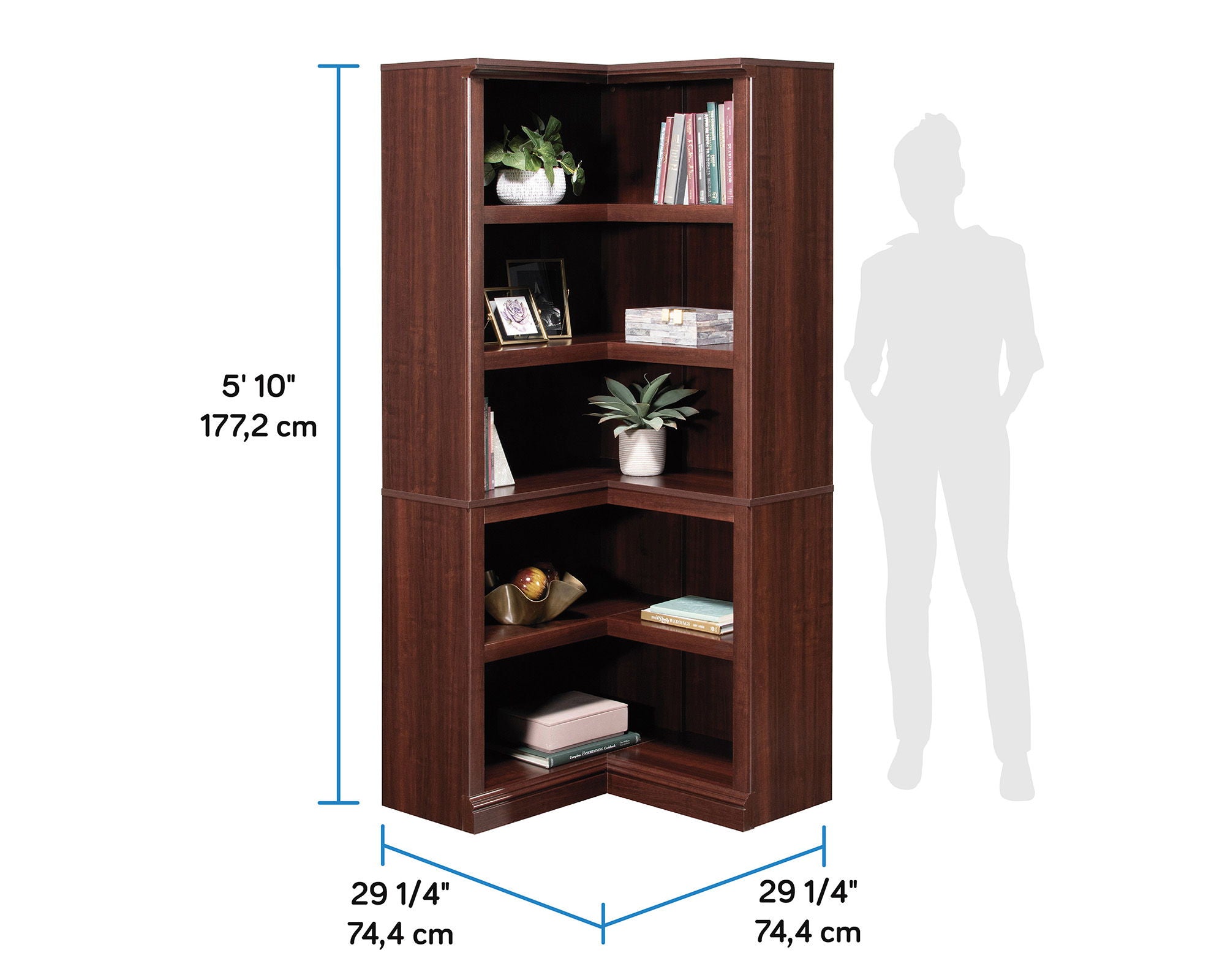 5-Shelf Corner Bookcase in Select Cherry
