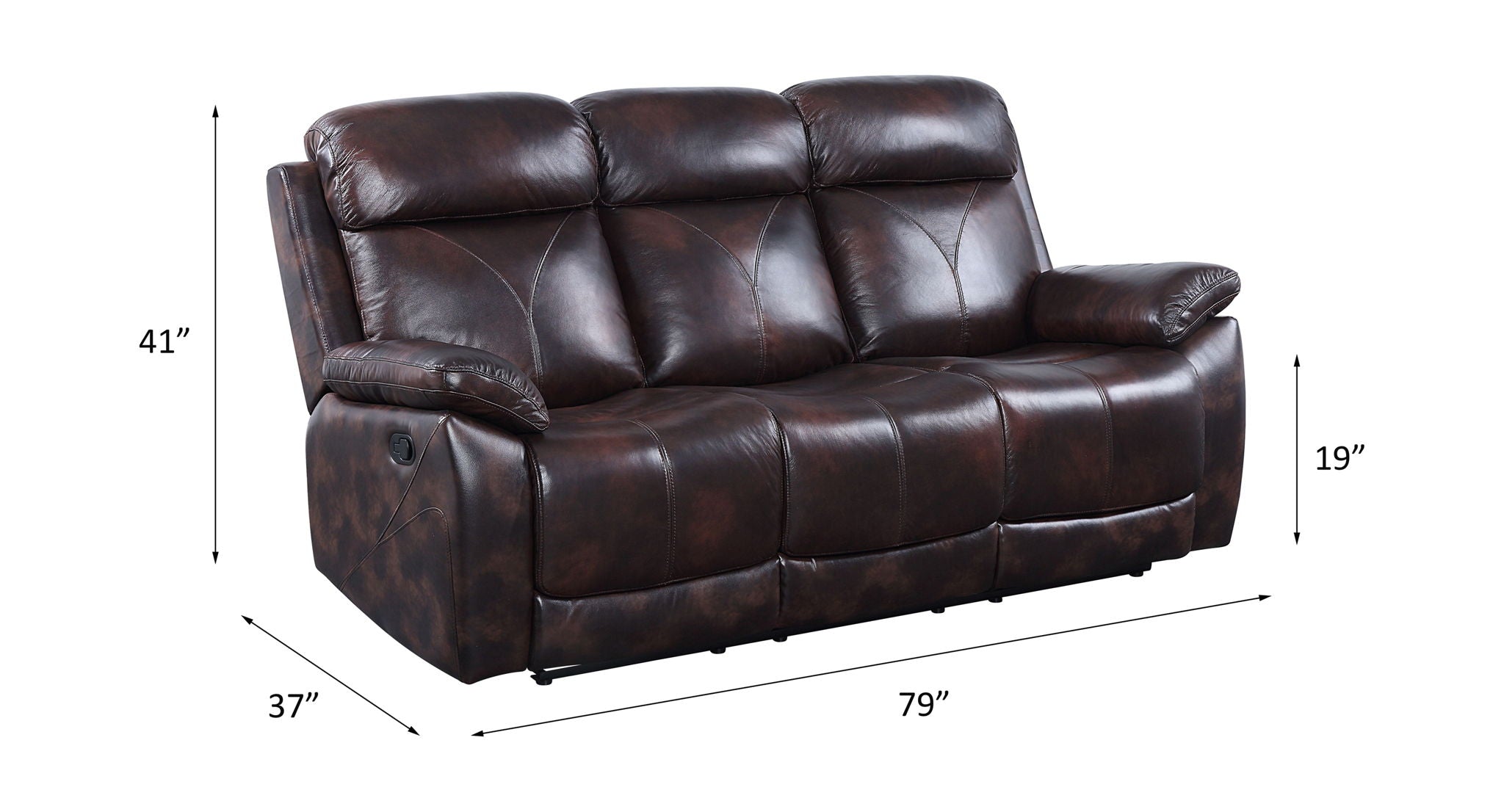 Perfiel - Motion Sofa - Two Tone Dark Brown Top Grain Leather