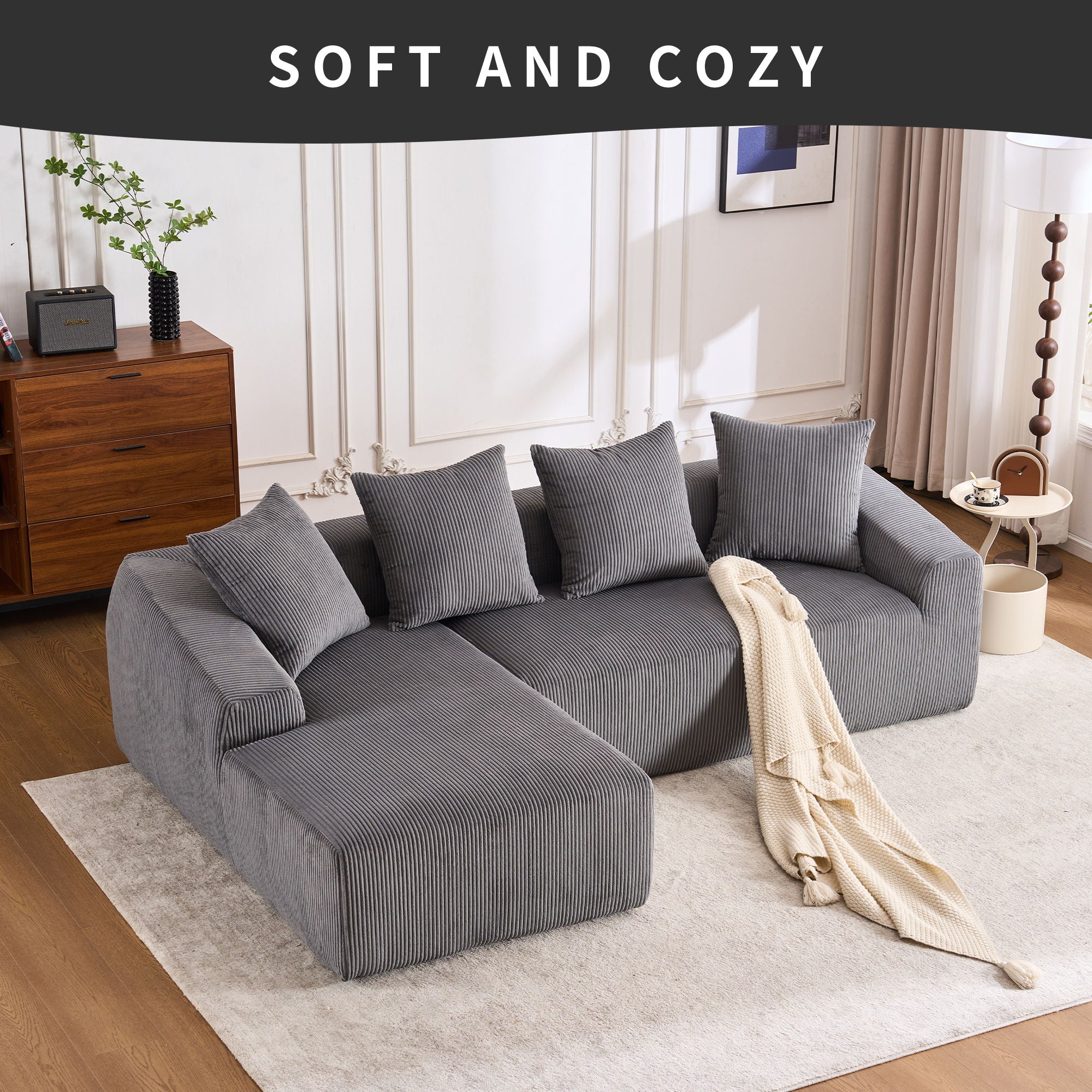 Combined 3 Seater Sofa With 4 Pillows