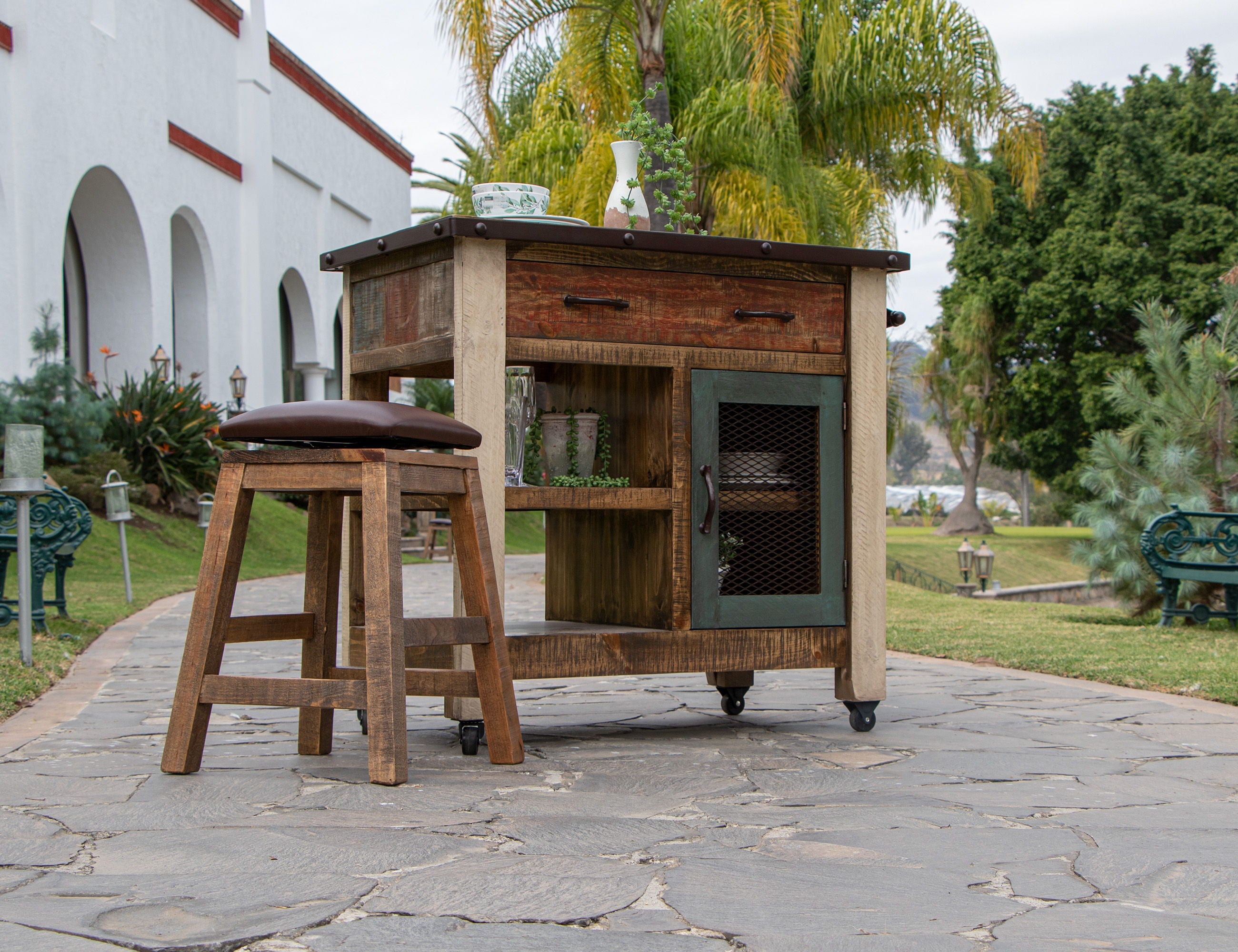 International Furniture Direct Antique - Counter Stool | Meri Furniture