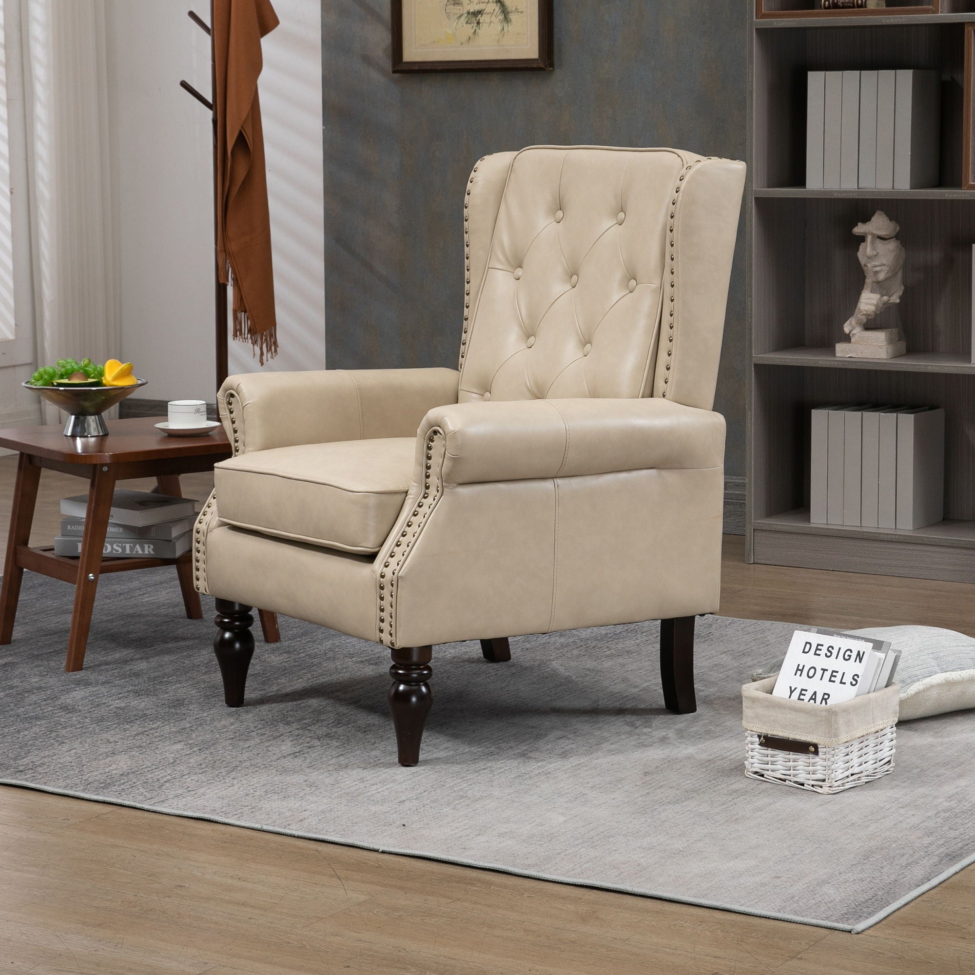 Modern Accent Armchair With Sturdy Wood Legs