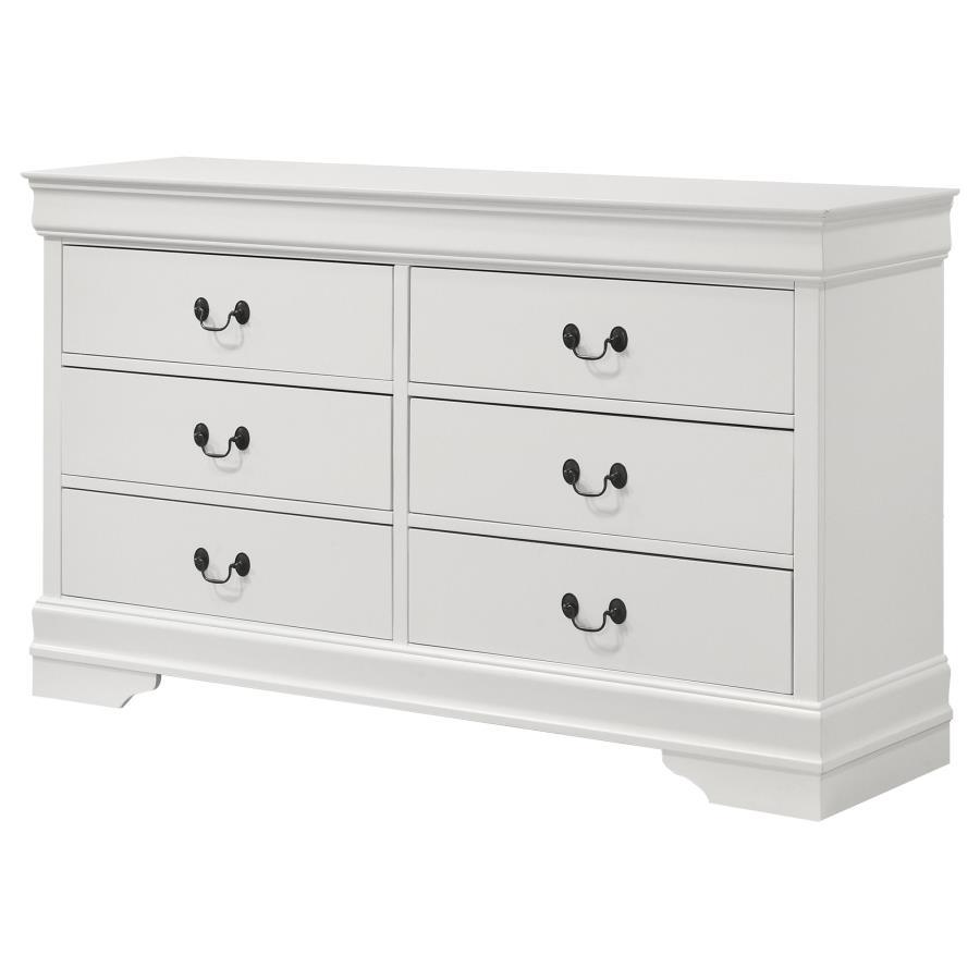 Coaster Fine Furniture Louis Philippe - 6 Drawer Dresser - White | Meri Furniture