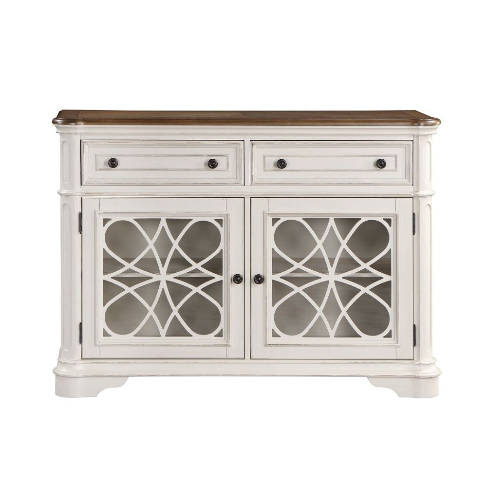 ACME Florian - Server - Antique White & Oak | Meri Furniture