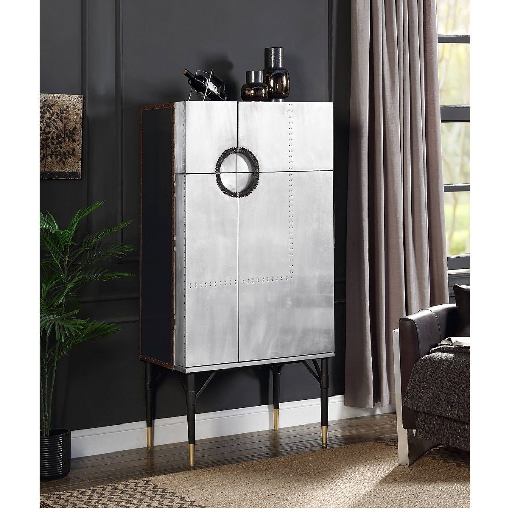 ACME Yoela - Wine Cabinet - Aluminum | Meri Furniture