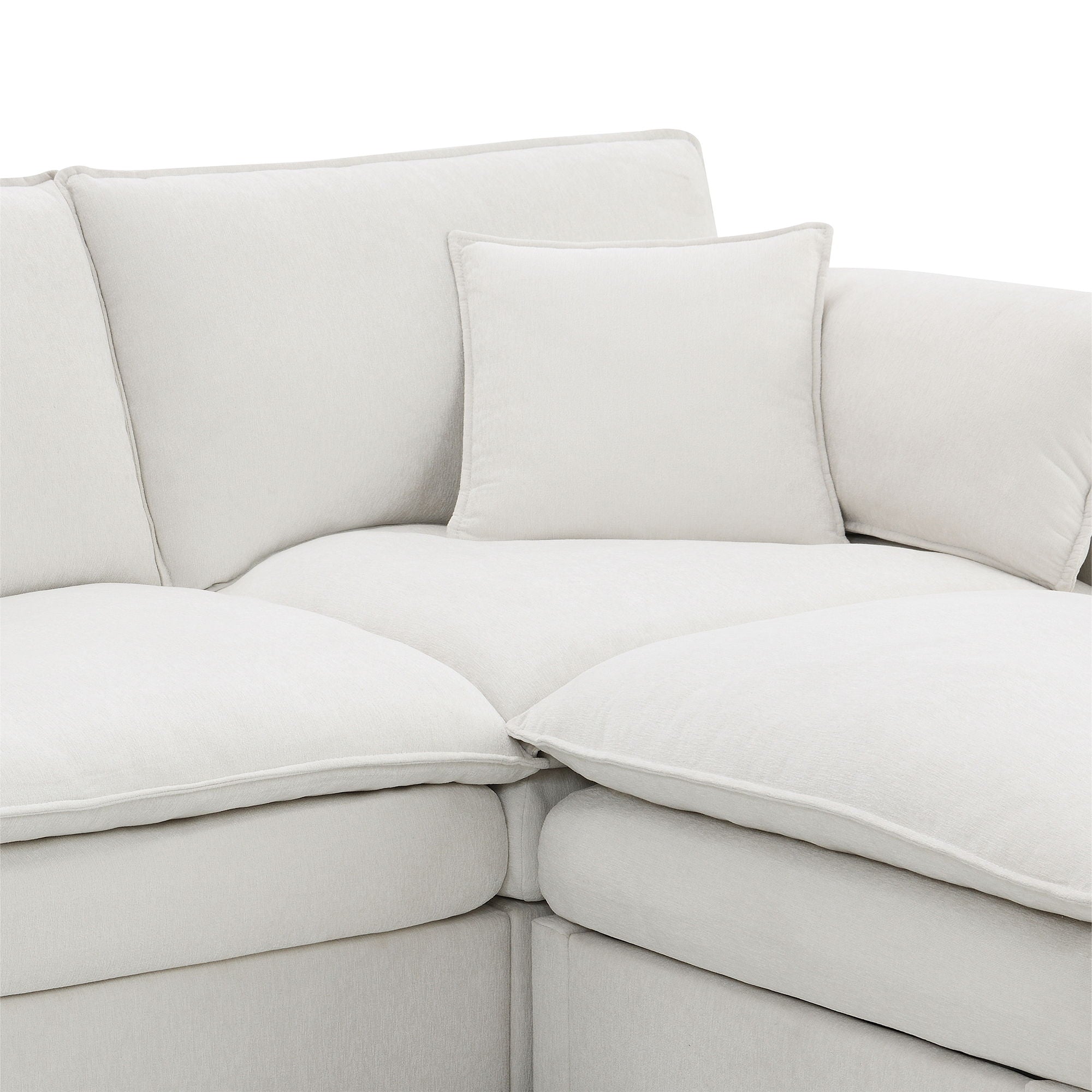 Chenille Modular Sectional Sofa, U Shaped Cloud Couch Set With Double Cushions, 6 Seat Sleeper Sofa Bed With Ottomans, Oversized Indoor Furniture For Living Room
