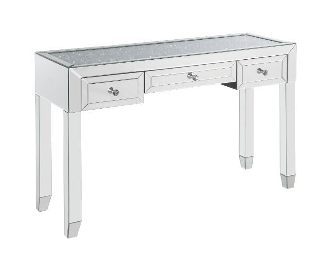 ACME Noralie - Writing Desk - Mirrored & Faux Diamonds - 32" | Meri Furniture