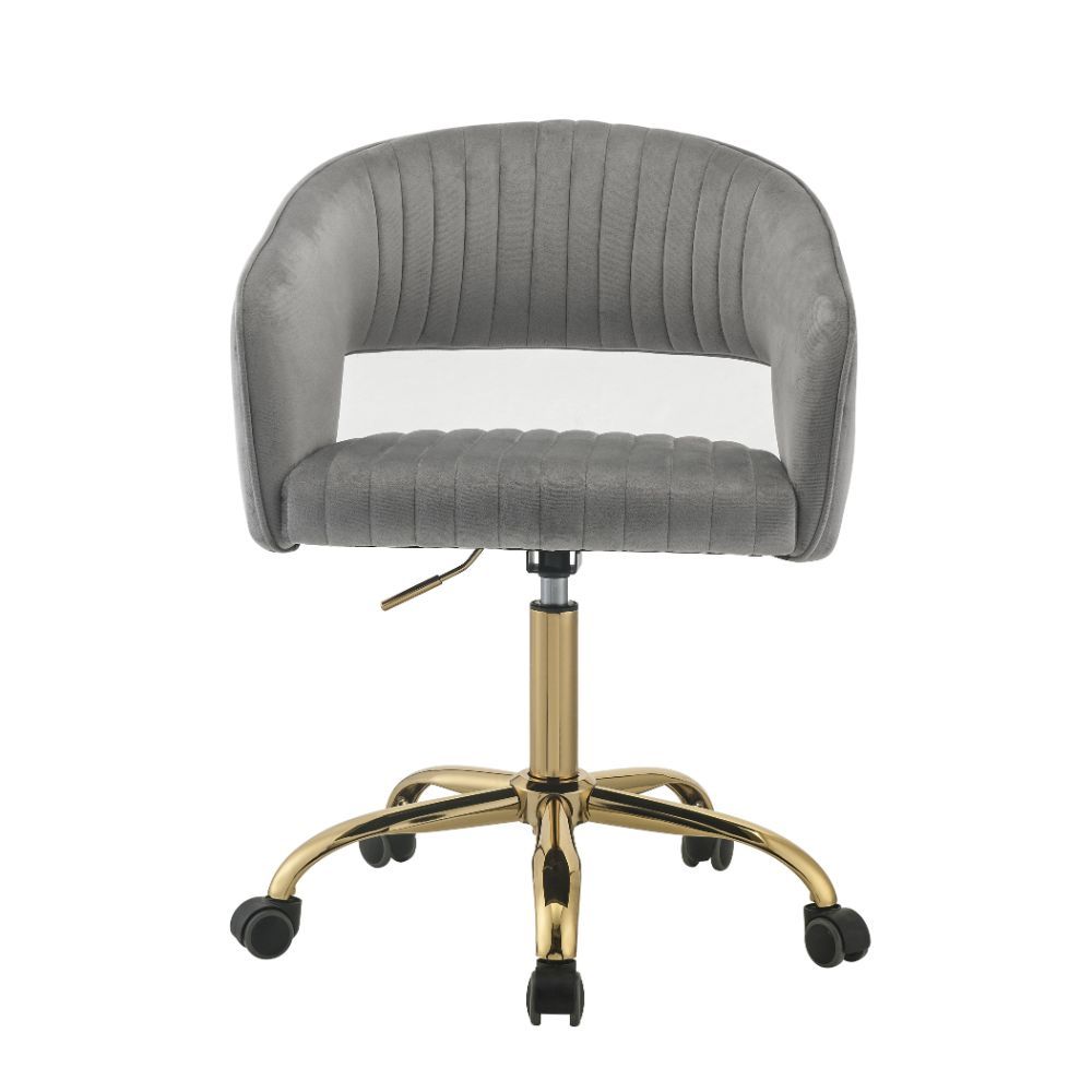 ACME Hopi - Office Chair - Gray Velvet & Gold | Meri Furniture