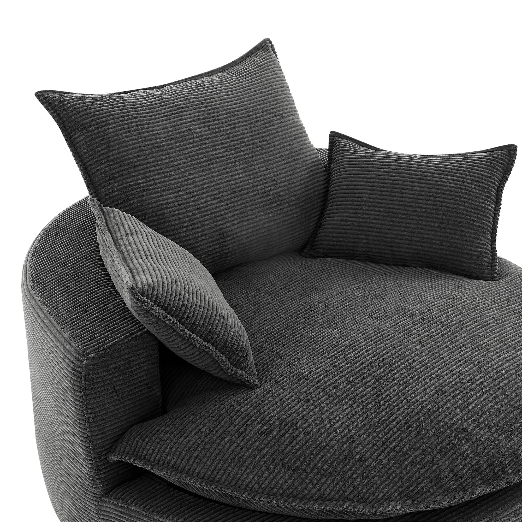 360° Swivel Accent Barrel Chair With Dual Layer Cushion And 3 Removable Pillows