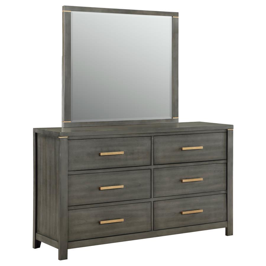 Coaster Fine Furniture Kieran - 6-Drawer Dresser With Mirror - Gray | Meri Furniture