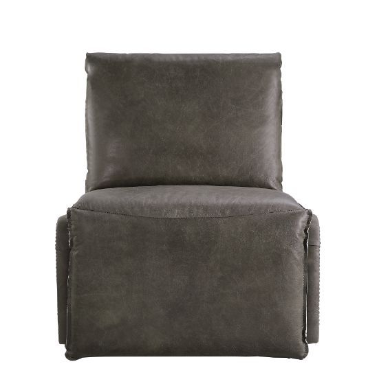 Metier - Power Motion Recliner - Gray Top Grain Leather & Aluminum