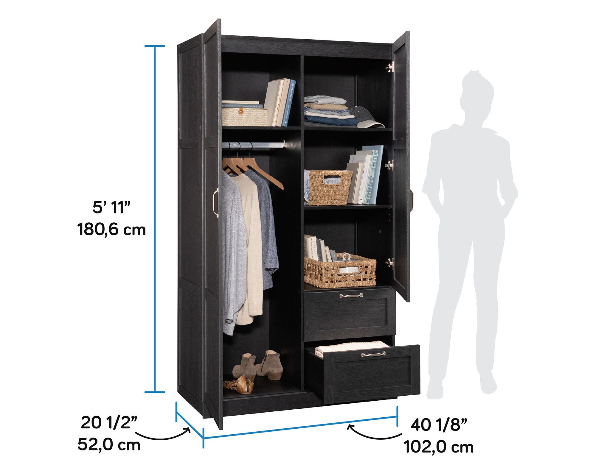 Wardrobe Storage Cabinet in Raven Oak