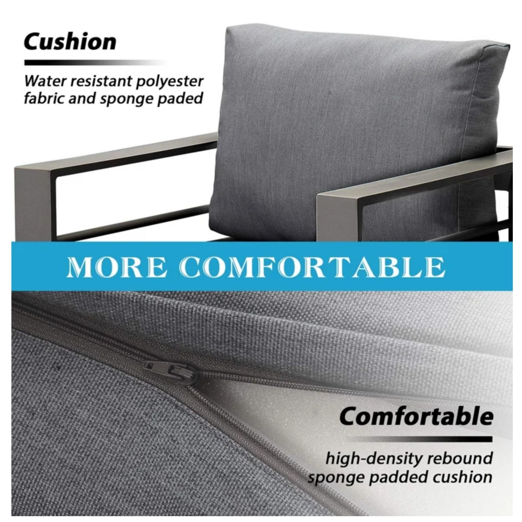 All Weather Patio Loveseat With Thick Cushions - Gray / Gray