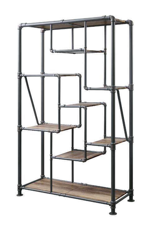 ACME Brantley - Bookshelf - Antique Oak & Sandy Gray Finish | Meri Furniture